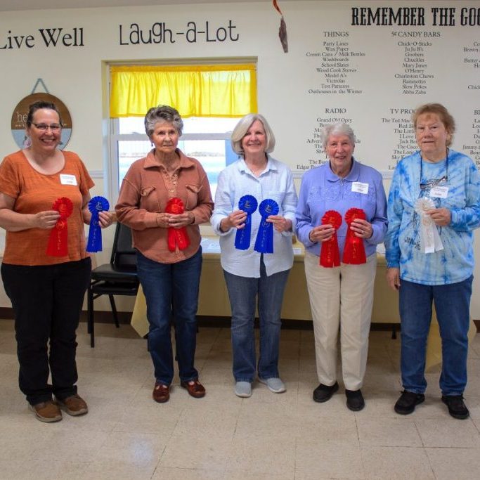 Photo by Shari Harris From left, winners at the Chocolate Tasting Fundraiser were Suzie Blackburn, Iretta Larbey, Darlene Reed, Berna Dean Schultz and Cindy Wampner. Not pictured was Rickie Moncrief.