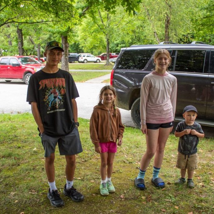 Photos by Shari Harris
From left, Lathan B., Eve S., Lilly T., and Drake S. were the winners in the drawings for the heaviest stringer and heaviest fish in their respective age categories. They were each awarded gift certificates.