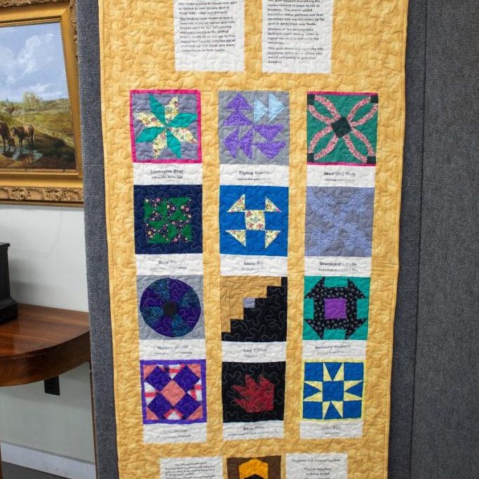 Photo by Shari Harris This Underground Railroad Quilt, made by members of the Licking High School Class of 2026 when they were in elementary school, will be auctioned at noon on Rodeo Saturday as a fundraiser for the Texas County Museum of Art & History.
