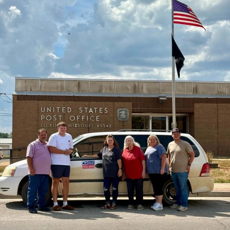 Photo submitted From left are Dusty Hernandez, Jordan Ritz, Delta Hernandez, Nedra Ritz, Dreama Ritz and Dillon Hernandez beside what Delta calls her “marshmallow,” which has taken her many miles along the “Ritz Route.”