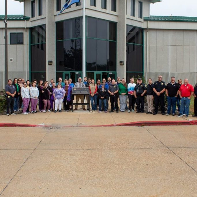 Photo by Shari Harris
Those participating in the second annual SCCC Suicide Prevention Walk gathered in front of the facility Wednesday before the walk.