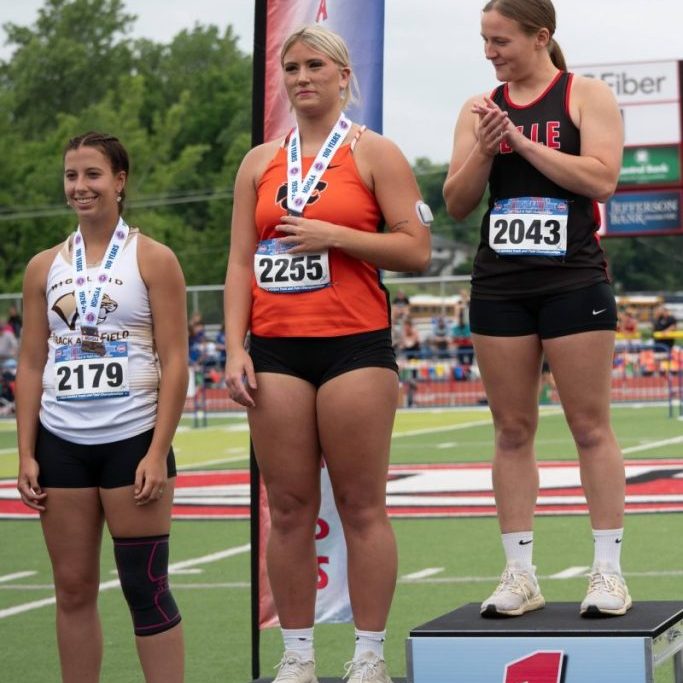 Photo courtesy of Licking Wildcats Track & Field Jadyn Barnes advanced to the podium for her fourth straight year at the State meet.